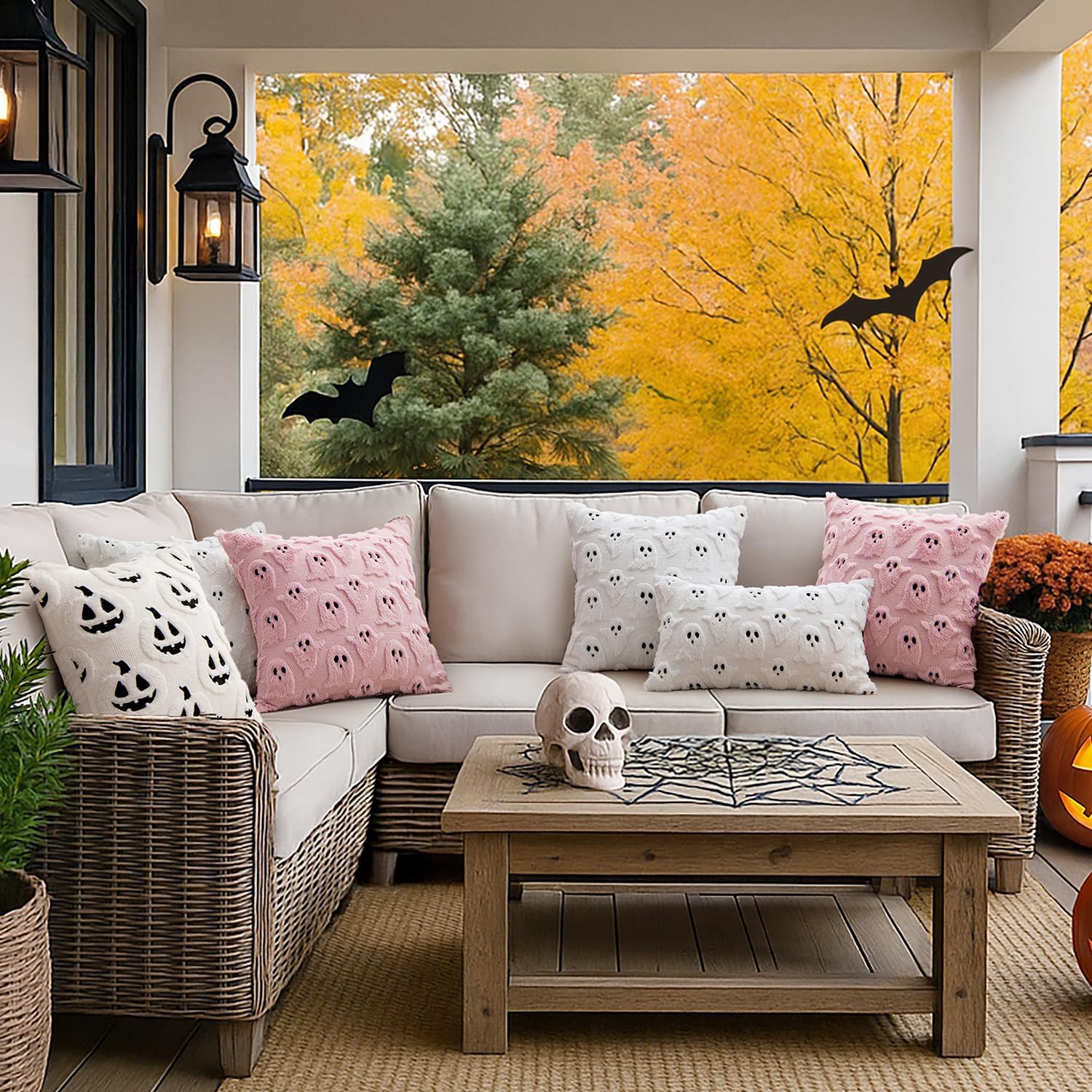 Transform Your Space with MIULEE's Adorable Ghost Throw Pillow Covers - Spooky Season Style for Sofa, Couch, and Bed - Set of 2 Plush 18X18 Inch White Cushions