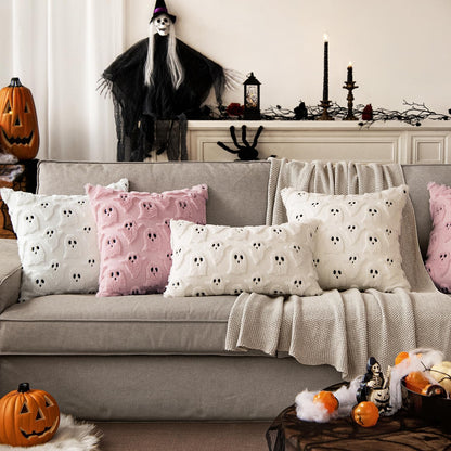 Transform Your Space with MIULEE's Adorable Ghost Throw Pillow Covers - Spooky Season Style for Sofa, Couch, and Bed - Set of 2 Plush 18X18 Inch White Cushions